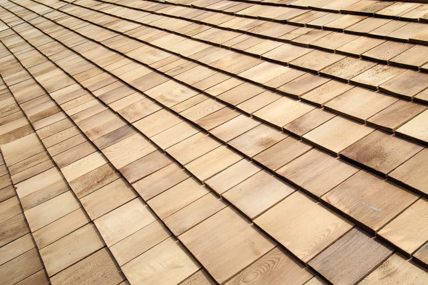 Picture of wooden roof shingles.