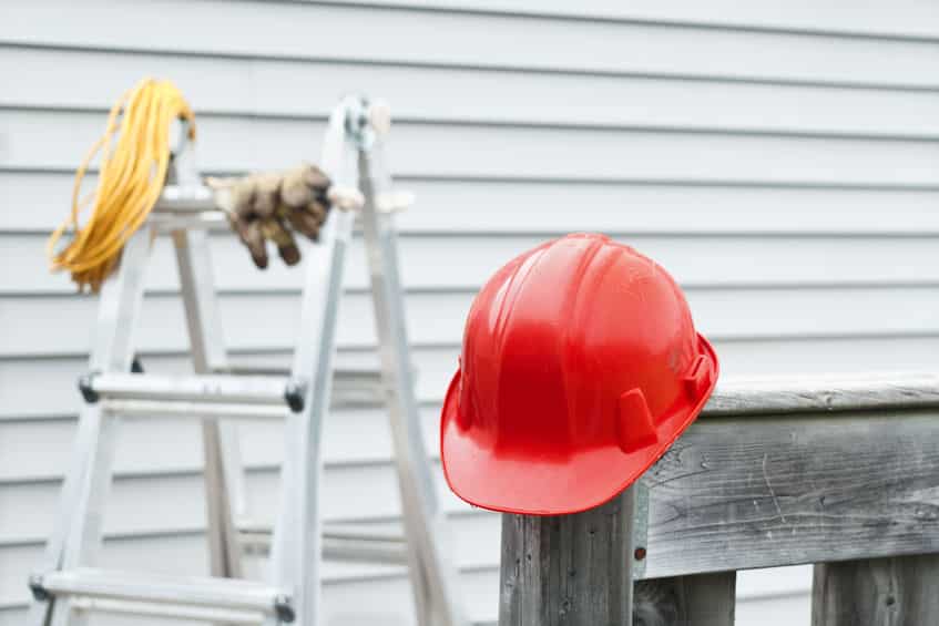 Picture of exterior contractor hardhat.