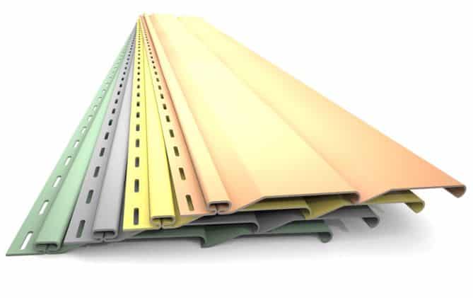 Picture of different colored siding panels.