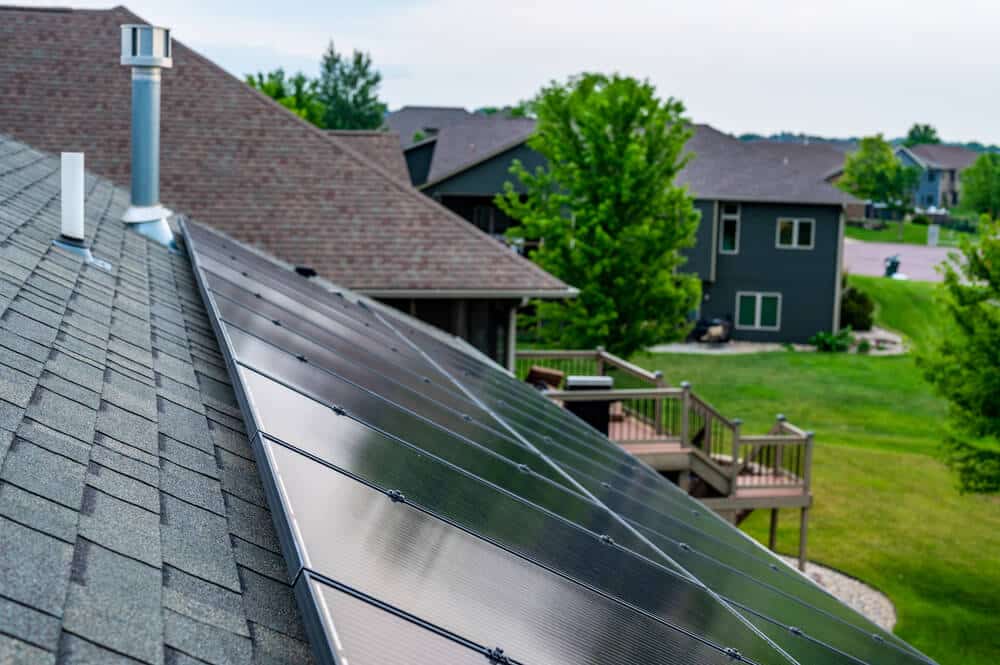 solar panels on roofs