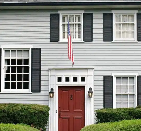Home exterior finished with horizontal vinyl siding