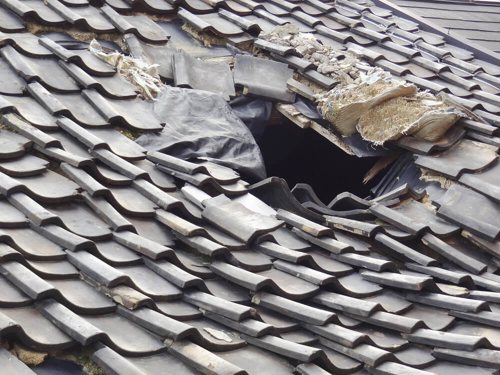 roof suffers storm damage